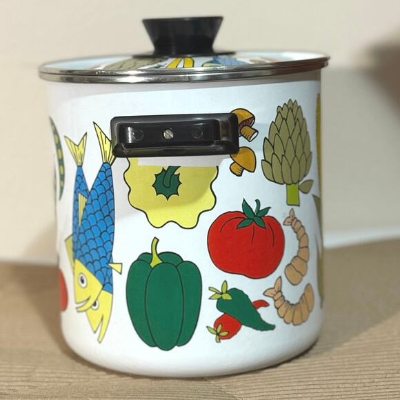 Vintage San Ignacio Enamelware Steamer 1Gallon Stockpot Steamer Insert & Divider - Picture 5 of 11